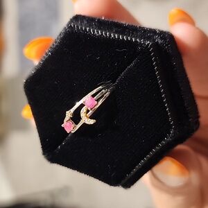 Elegant Gold and Pink Gemstone Ring